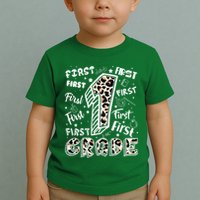 Cute Leopard Print First Grade Typography Word Art Toddler T-Shirt