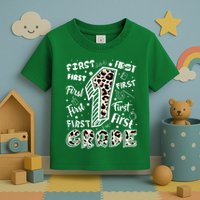 Cute Leopard Print First Grade Typography Word Art Toddler T-Shirt