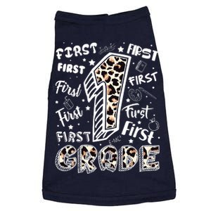 Cute Leopard Print First Grade Typography Word Art Doggie Tank