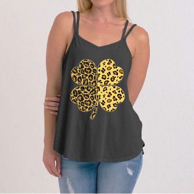 Cheetah Leopard Print Shamrock St Patricks Day Lucky Irish Women's Strappy Tank