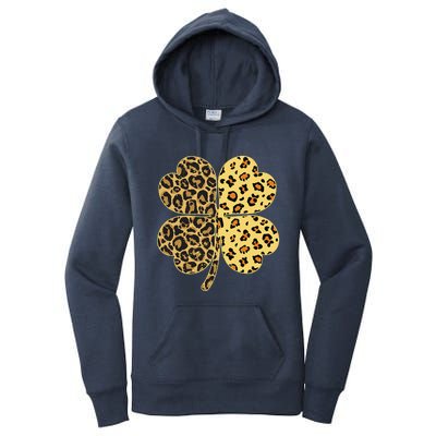 Cheetah Leopard Print Shamrock St Patricks Day Lucky Irish Women's Pullover Hoodie