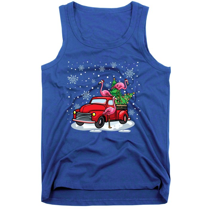 Christmas Love Pink Flamingo Vintage Red Truck Great Gift Tank Top