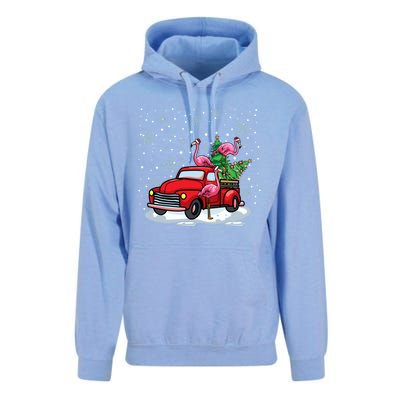 Christmas Love Pink Flamingo Vintage Red Truck Great Gift Unisex Surf Hoodie