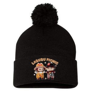 Cute Labubu Picnic And Friends Gift Pom Pom 12in Knit Beanie