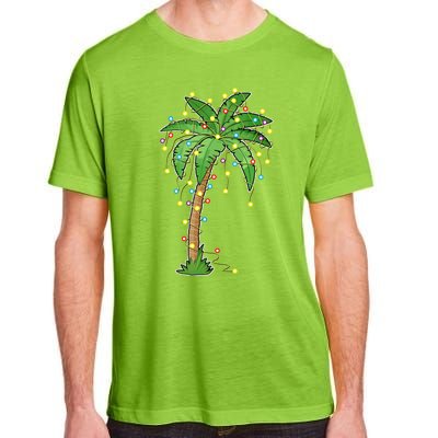 Christmas Lights Palm Tree Beach Funny Tropical Xmas Gift Adult ChromaSoft Performance T-Shirt