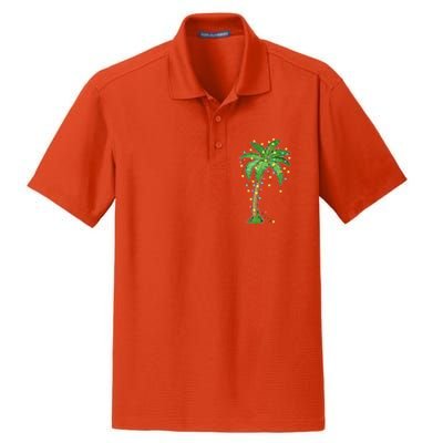 Christmas Lights Palm Tree Beach Funny Tropical Xmas Gift Dry Zone Grid Polo