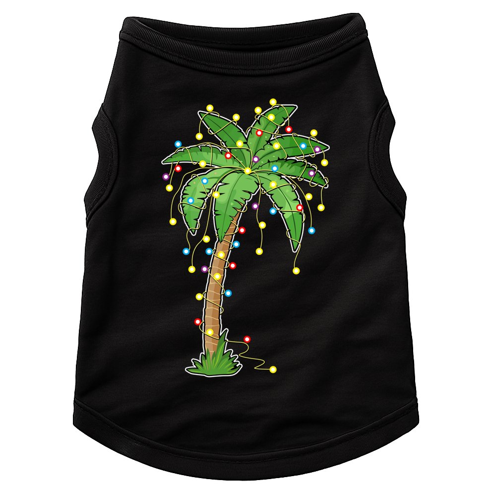 Christmas Lights Palm Tree Beach Funny Tropical Xmas Gift Doggie Tank