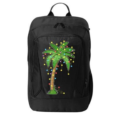 Christmas Lights Palm Tree Beach Funny Tropical Xmas Gift City Backpack