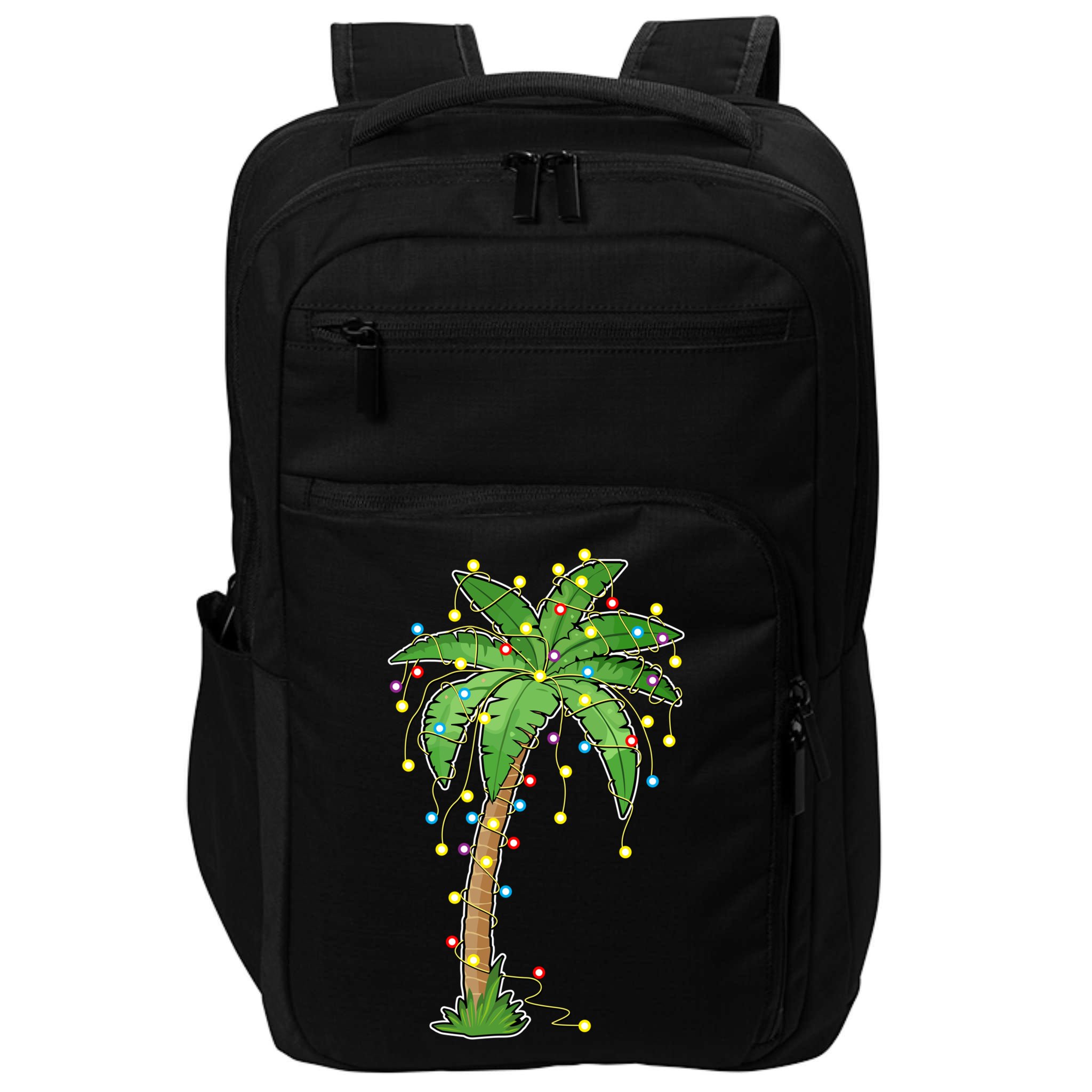 Christmas Lights Palm Tree Beach Funny Tropical Xmas Gift Impact Tech Backpack