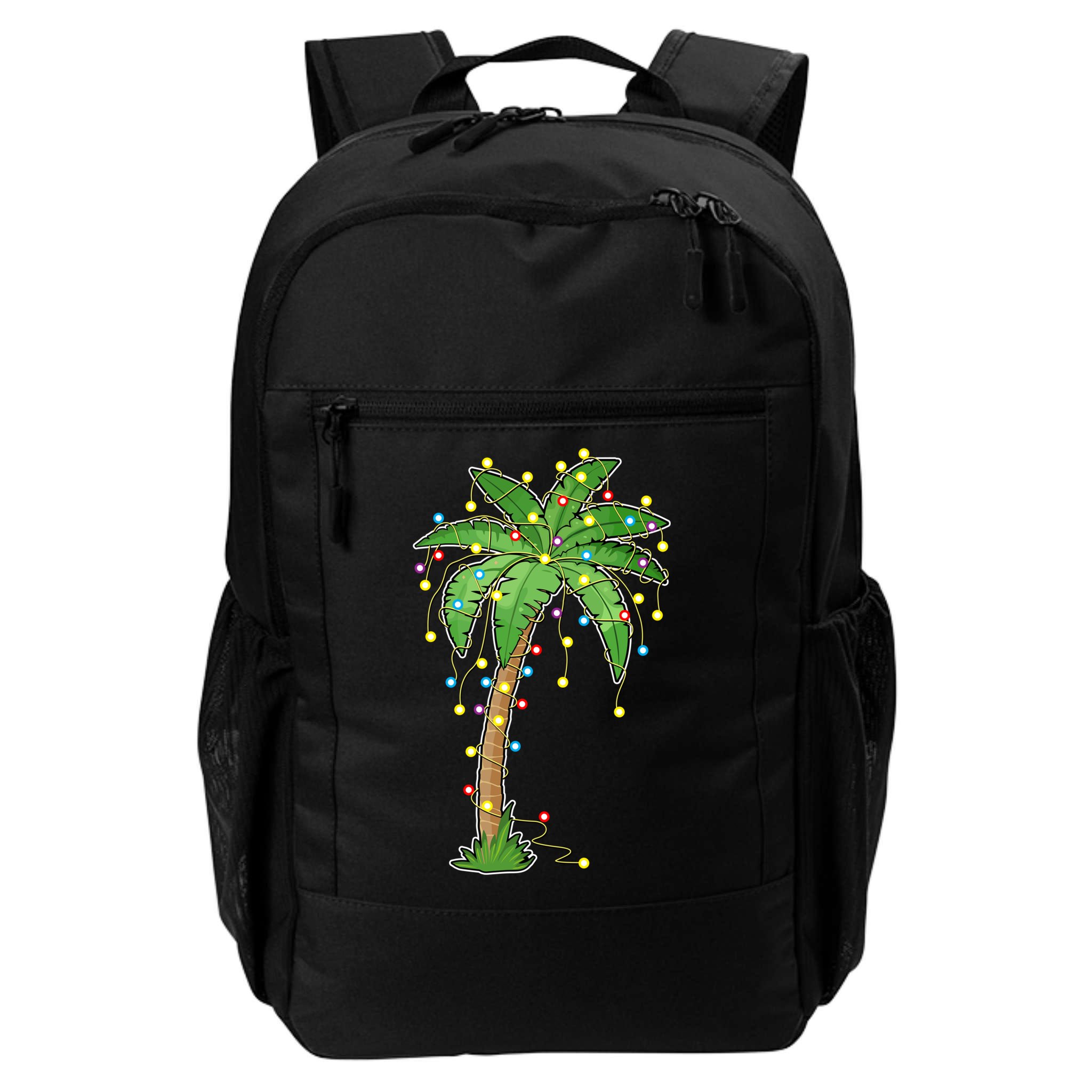 Christmas Lights Palm Tree Beach Funny Tropical Xmas Gift Backpack