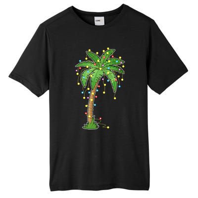 Christmas Lights Palm Tree Beach Funny Tropical Xmas Gift Tall Fusion ChromaSoft Performance T-Shirt