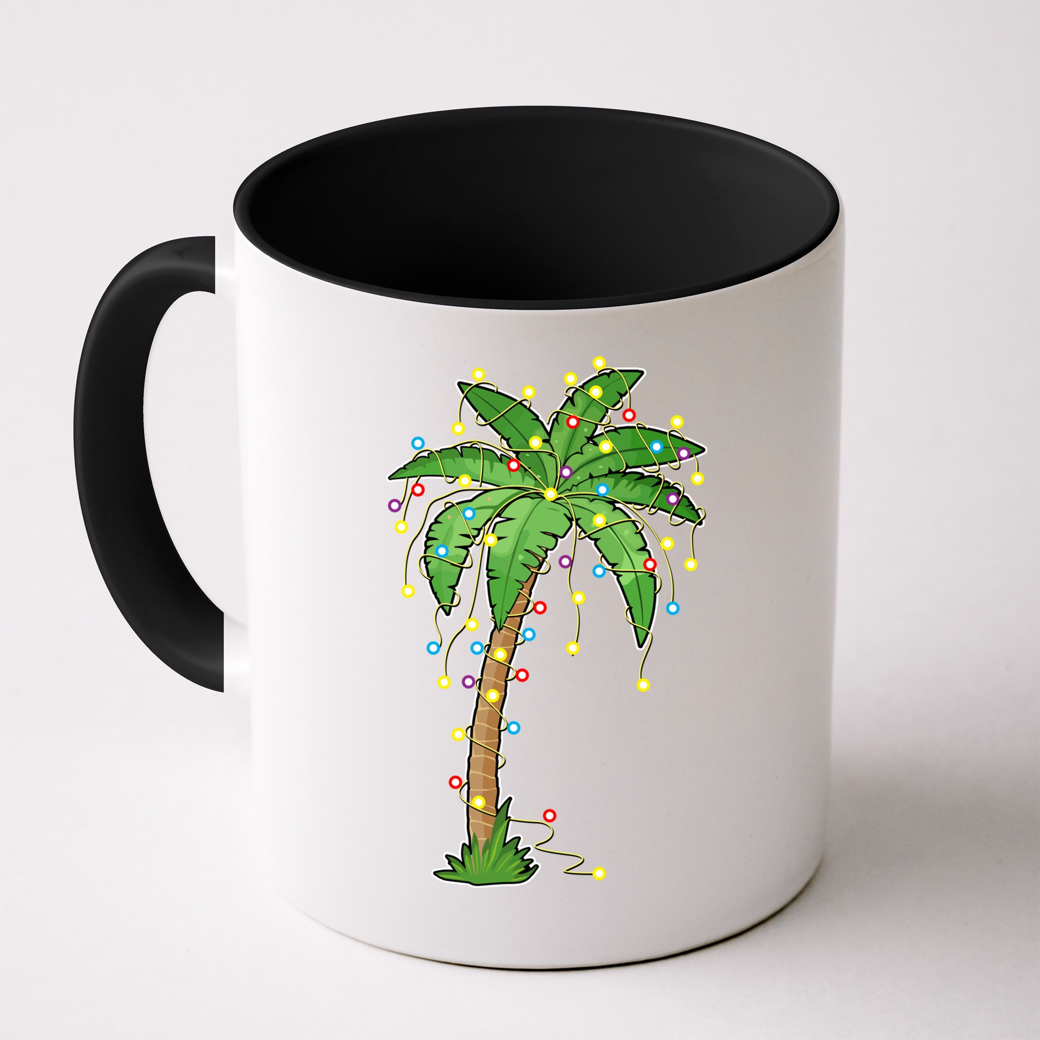 Christmas Lights Palm Tree Beach Funny Tropical Xmas Gift Mug