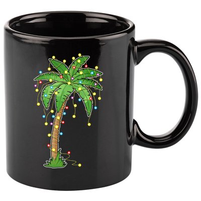 Christmas Lights Palm Tree Beach Funny Tropical Xmas Gift 11oz C Handle Ceramic Mug