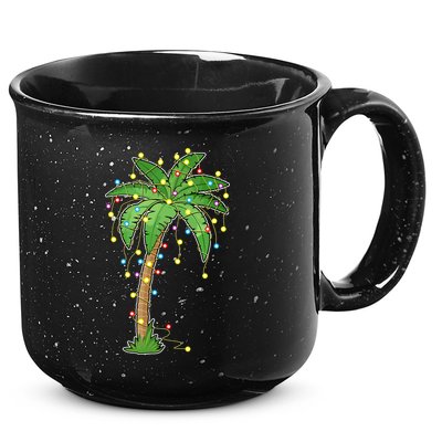 Christmas Lights Palm Tree Beach Funny Tropical Xmas Gift 15oz Campfire Ceramic Mug