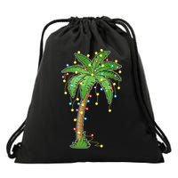 Christmas Lights Palm Tree Beach Funny Tropical Xmas Gift Drawstring Bag