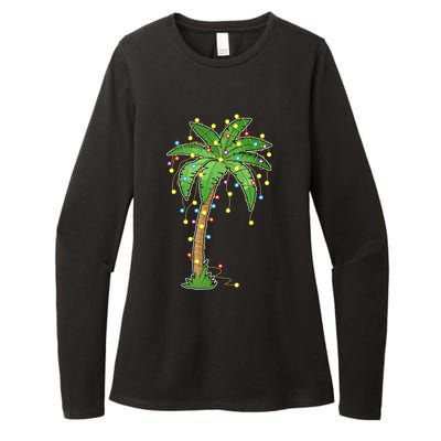 Christmas Lights Palm Tree Beach Funny Tropical Xmas Gift Womens CVC Long Sleeve Shirt