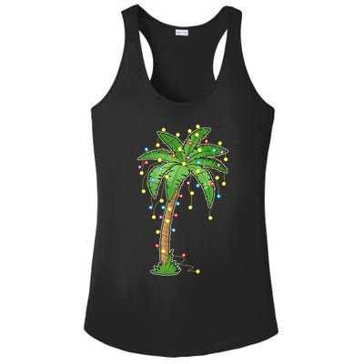 Christmas Lights Palm Tree Beach Funny Tropical Xmas Gift Ladies PosiCharge Competitor Racerback Tank