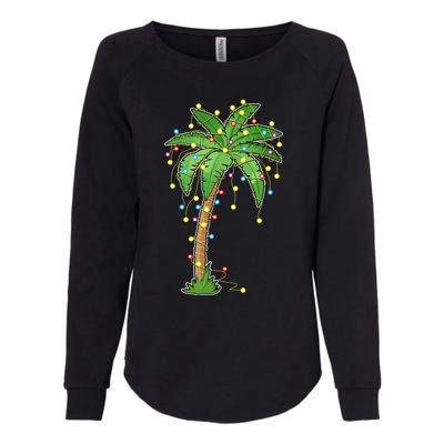 Christmas Lights Palm Tree Beach Funny Tropical Xmas Gift Womens California Wash Sweatshirt