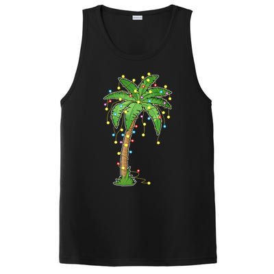 Christmas Lights Palm Tree Beach Funny Tropical Xmas Gift PosiCharge Competitor Tank