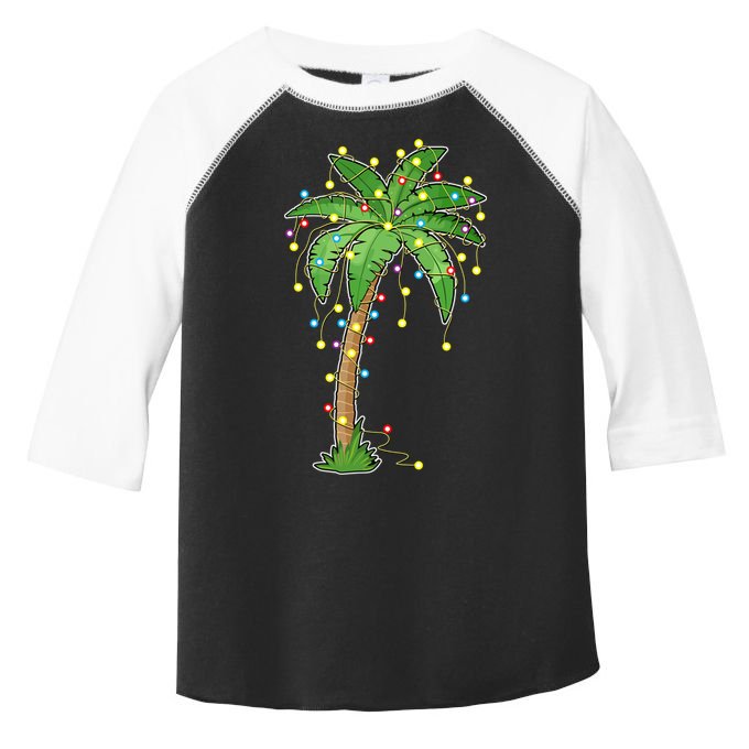 Christmas Lights Palm Tree Beach Funny Tropical Xmas Gift Toddler Fine Jersey T-Shirt