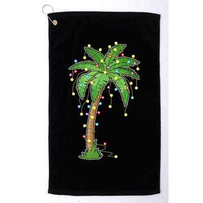 Christmas Lights Palm Tree Beach Funny Tropical Xmas Gift Golf Towel