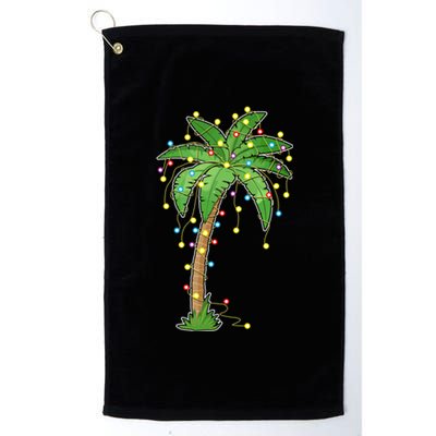 Christmas Lights Palm Tree Beach Funny Tropical Xmas Gift Platinum Collection Golf Towel