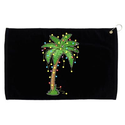 Christmas Lights Palm Tree Beach Funny Tropical Xmas Gift Grommeted Golf Towel