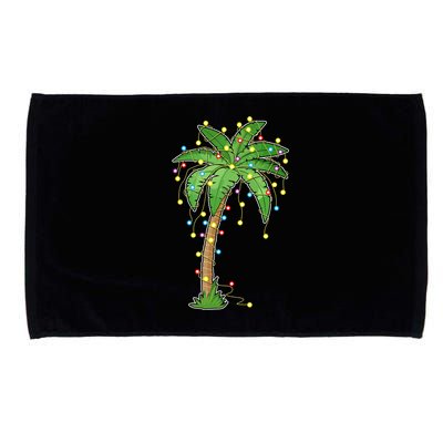 Christmas Lights Palm Tree Beach Funny Tropical Xmas Gift Microfiber Hand Towel