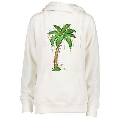 Christmas Lights Palm Tree Beach Funny Tropical Xmas Gift Womens Funnel Neck Pullover Hood