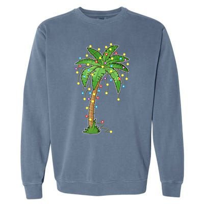 Christmas Lights Palm Tree Beach Funny Tropical Xmas Gift Garment-Dyed Sweatshirt