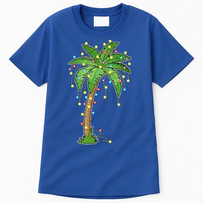 Christmas Lights Palm Tree Beach Funny Tropical Xmas Gift Tall T-Shirt