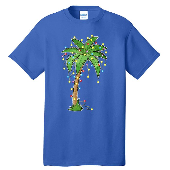 Christmas Lights Palm Tree Beach Funny Tropical Xmas Gift Tall T-Shirt