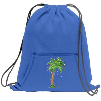 Christmas Lights Palm Tree Beach Funny Tropical Xmas Gift Sweatshirt Cinch Pack Bag