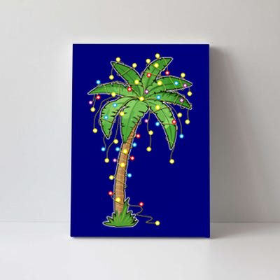 Christmas Lights Palm Tree Beach Funny Tropical Xmas Gift Canvas