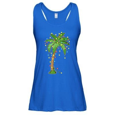 Christmas Lights Palm Tree Beach Funny Tropical Xmas Gift Ladies Essential Flowy Tank