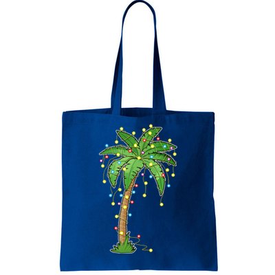 Christmas Lights Palm Tree Beach Funny Tropical Xmas Gift Tote Bag