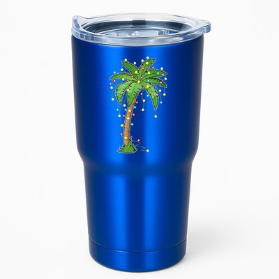Christmas Lights Palm Tree Beach Funny Tropical Xmas Gift Tumbler