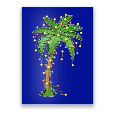 Christmas Lights Palm Tree Beach Funny Tropical Xmas Gift Poster