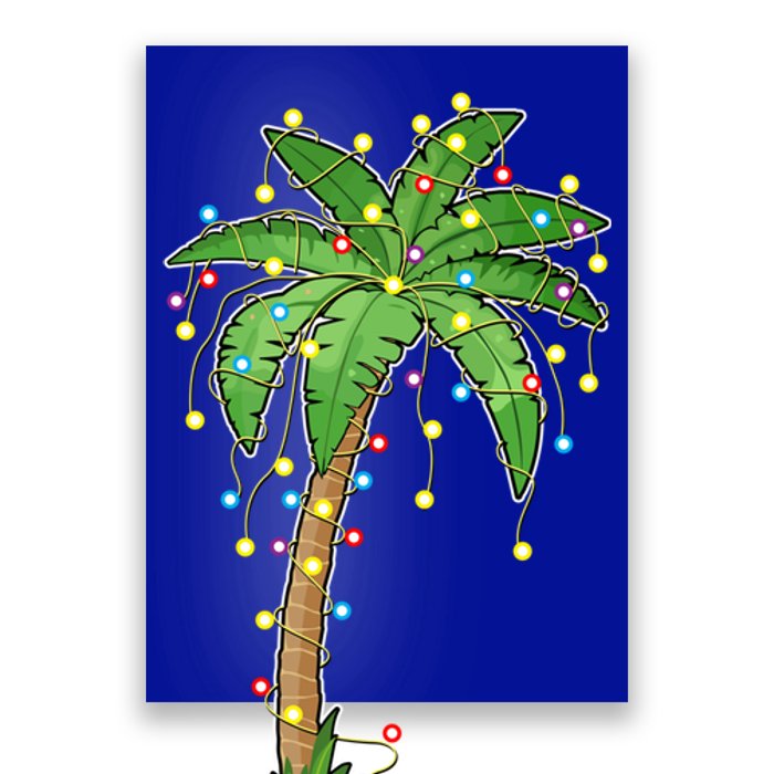 Christmas Lights Palm Tree Beach Funny Tropical Xmas Gift Poster