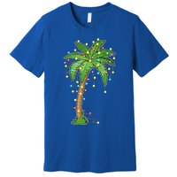 Christmas Lights Palm Tree Beach Funny Tropical Xmas Gift Premium T-Shirt