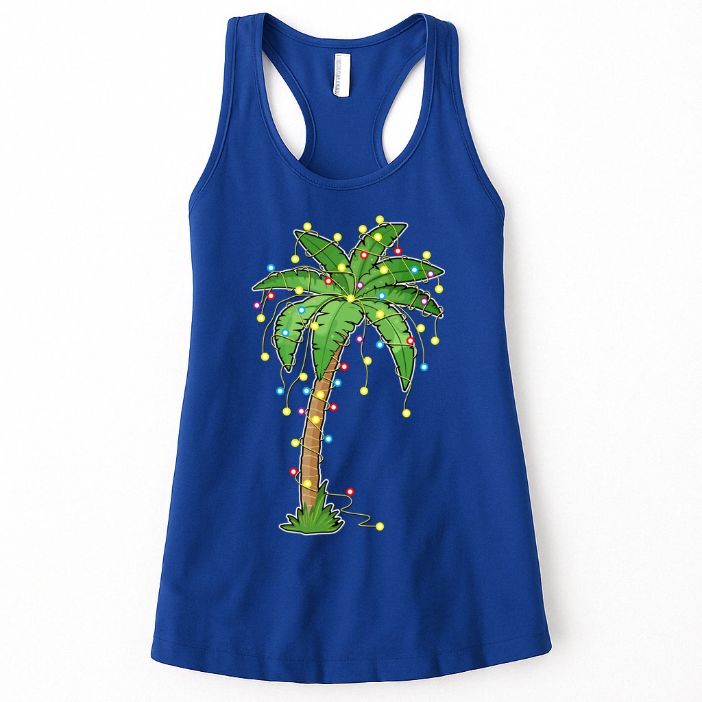 Christmas Lights Palm Tree Beach Funny Tropical Xmas Gift Womens Tank Top