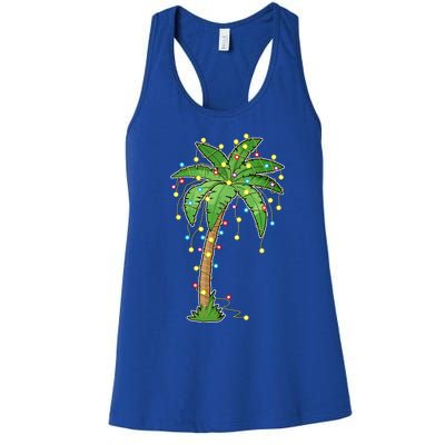 Christmas Lights Palm Tree Beach Funny Tropical Xmas Gift Women's Racerback Tank