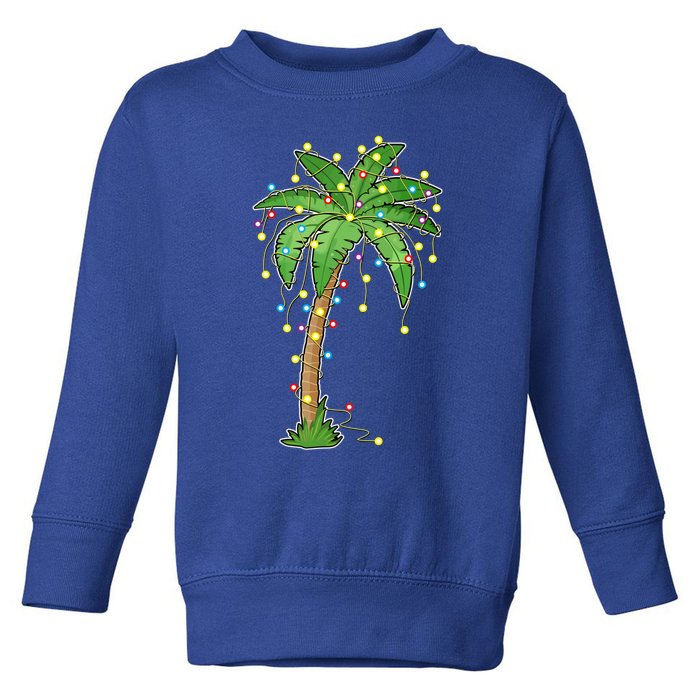 Christmas Lights Palm Tree Beach Funny Tropical Xmas Gift Toddler Sweatshirt