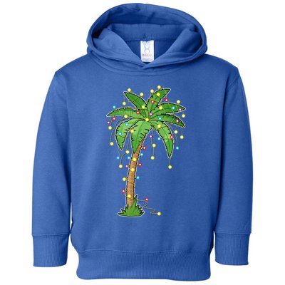 Christmas Lights Palm Tree Beach Funny Tropical Xmas Gift Toddler Hoodie