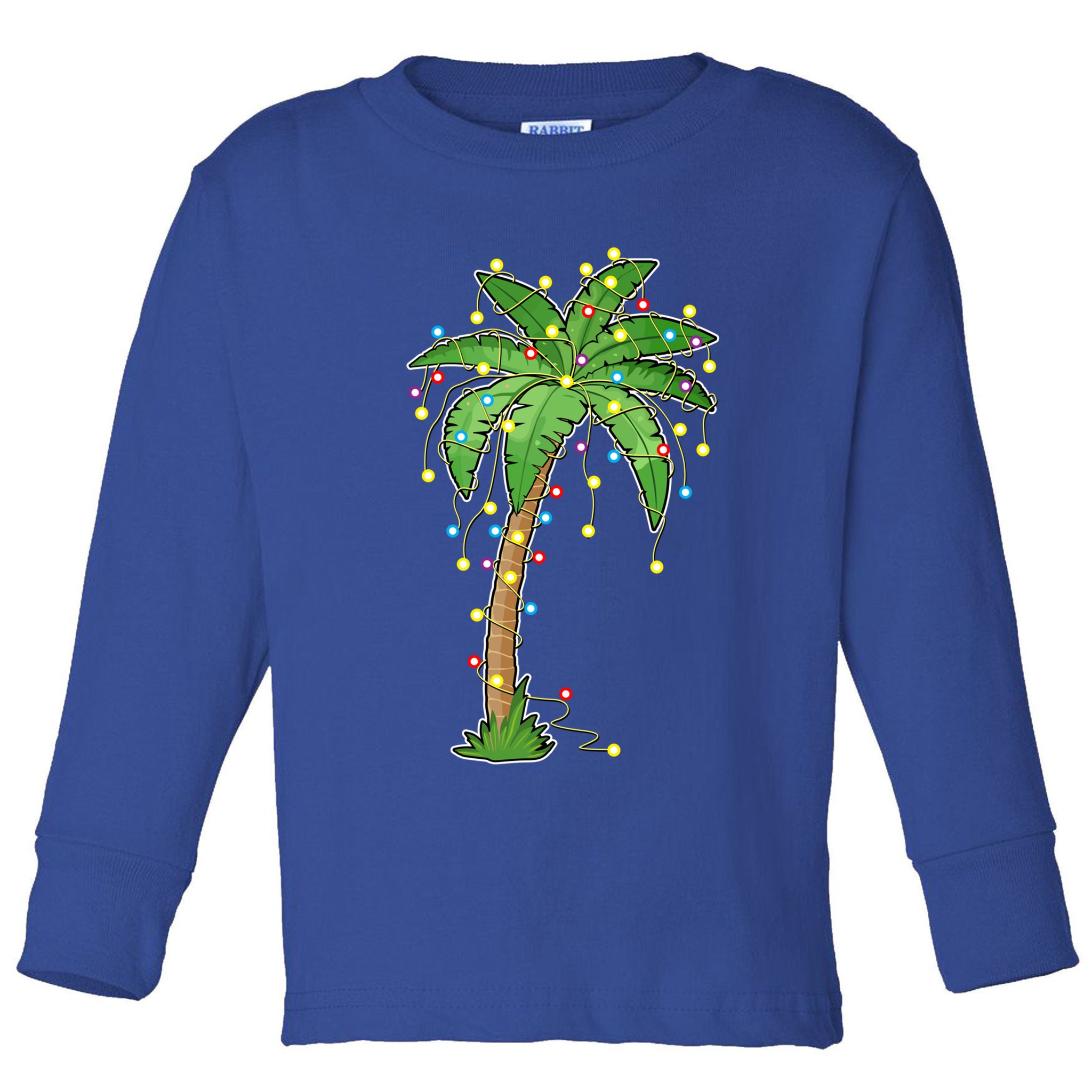Christmas Lights Palm Tree Beach Funny Tropical Xmas Gift Toddler Long Sleeve Shirt