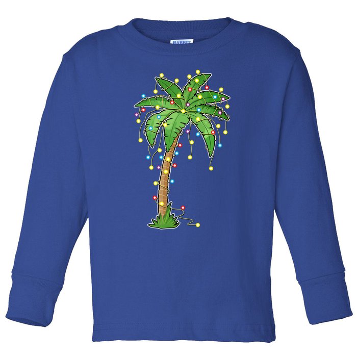 Christmas Lights Palm Tree Beach Funny Tropical Xmas Gift Toddler Long Sleeve Shirt