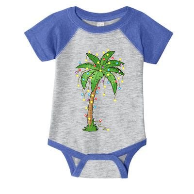 Christmas Lights Palm Tree Beach Funny Tropical Xmas Gift Infant Baby Jersey Bodysuit