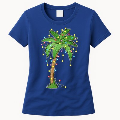 Christmas Lights Palm Tree Beach Funny Tropical Xmas Gift Womens T-Shirt