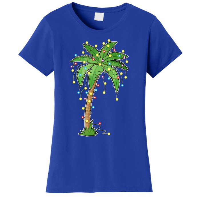 Christmas Lights Palm Tree Beach Funny Tropical Xmas Gift Women's T-Shirt