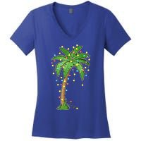 Christmas Lights Palm Tree Beach Funny Tropical Xmas Gift Women's V-Neck T-Shirt